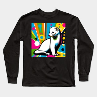 Pop Art Ermine - Sleek Winter Wildlife Long Sleeve T-Shirt